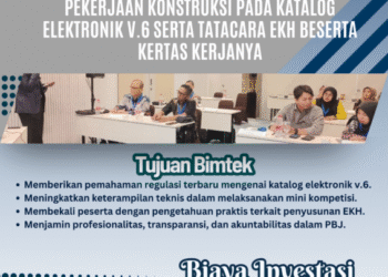 Bimtek Implementasi dan Praktik Mini Kompetisi Pekerjaan Konstruksi pada Katalog Elektronik v.6 serta Tatacara EKH beserta Kertas Kerjanya