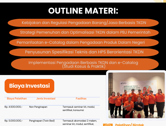 Pelatihan 2026: Pengadaan Barang/Jasa Pemerintah Berbasis TKDN dan e-Catalog