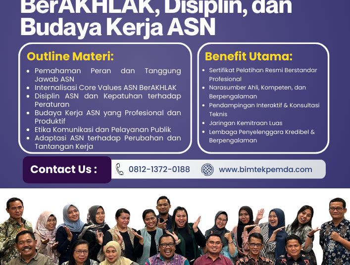 Bimtek Orientasi ASN Baru Tahun 2026: Core Values BerAKHLAK, Disiplin, dan Budaya Kerja ASN